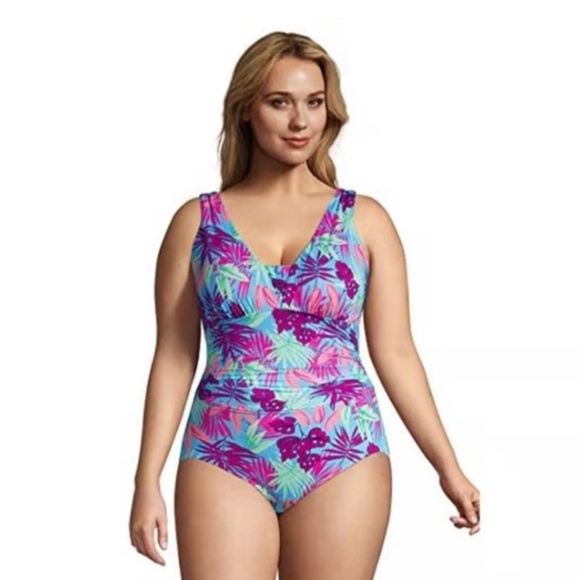 Lands’ End Women’s Modest Slender Grecian One-Piece Swimsuit – Size 24W - Picture 1 of 10